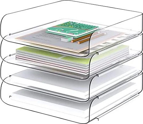 Tomorotec büro zubehör, 4 Stück, papierablage, briefablage a4, transparent, PET, stapelbar, dokumenten-0rganizer,ablage Schreibtisch，Schreibtisch