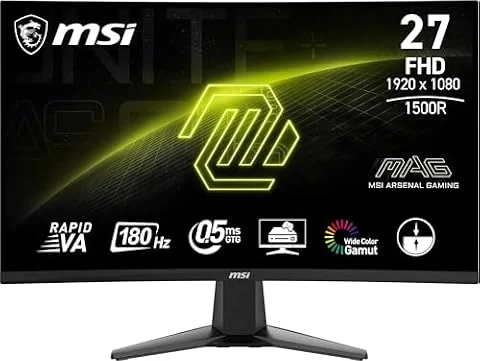 MSI MAG 27C6F 27 Zoll FHD Curved Gaming Monitor - 1500R 1920 x 1080 Rapid VA Panel, 180 Hz / 1ms (GtG), Adaptive-Sync - DP 1.2a, HDMI™ CEC