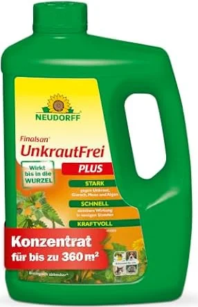 Neudorff Finalsan UnkrautFrei Plus – Kraftvoller, schnell wirkender Unkrautvernichter, der bis in die Wurzel wirkt. Konzentrat für 360 m², 2 Liter