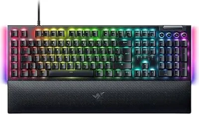 Razer BlackWidow V4 - Mechanische Gaming-Tastatur Chroma RGB (Mechanische Yellow Switches, 6 eigene Makro-Tasten, Doubleshot-ABS-Tastenkappen) QWERTZ DE-Layout | Schwarz