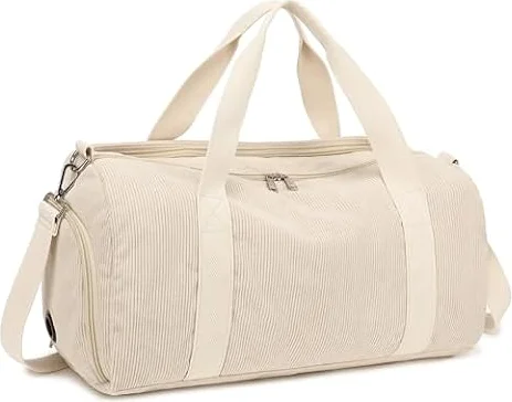 LOIDOU Sporttasche Reisetasche Frauen Mädchen Jungen Sporttasche mit großem Schuhfach Nassfach Sport Reisetasche Trainingstasche Schwimmtasche für Reise Gym Yoga (Beige)