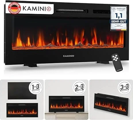KAMINIO® Marlon PRO 42 Elektrokamin mit Heizung [Stand, Einbau & Wand]