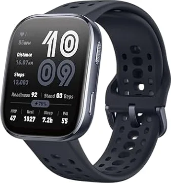 Amazfit Bip 6 Smart Watch 46mm, 14 Tage Akku, 1.97“ AMOLED, GPS & kostenloses Kartenmaterial, AI, Bluetooth Anruf Textfunktion, Gesundheits, Fitness Schlaf-Tracker, 140+ Trainingsmodi, 5 ATM, Schwarz