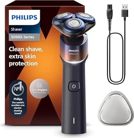 Philips Shaver Series 5000X, elektrischer Rasierer für Herren, Nass- und Trockenrasur, Skin Protect Technologie, flexibler 360-Grad-Scherkopf, Aufladen in 1 Std./5 Min Schnellladung (Modell X5012/00)