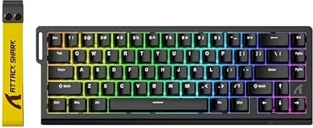 ATTACK SHARK X68 HE 8000Hz Rapid Trigger-Tastatur, 0,01mm RT-Genauigkeit, Kabelgebundene RGB 60% Gaming-Tastatur mit Magnetic Switches, Einstellbare Betätigung, Snap Tap, für PC/Mac, Schwarz