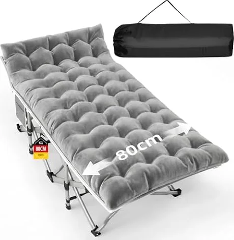 Feldbett Klappbar mit Matratze XXL 80cm Breite Klappbett Leicht bis 308kg, Campingbett Klappbar Gästebett mit Tragetasche Outdoor Bett für Garten Strand Reisen Camping Bett Campingliege Erwachsene