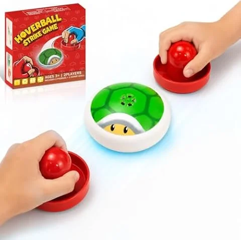 Glückpa Kinder Airhockey Spiel mit schwebendem Puck und 2 Roten Schiebern