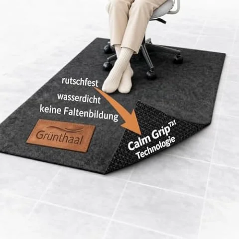 Bodenschutzmatte für Bürostuhl aus Vlies, 90x120, schützt Böden, rutschfest