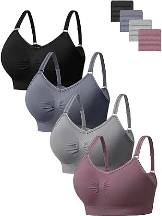 HBselect 4er BH Damen ohne Bügel Nahtloser Sports BH Seamless Bralettes