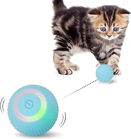 Mkitnvy Interaktives Katzenspielzeug Ball, Katzenball mit LED-Licht