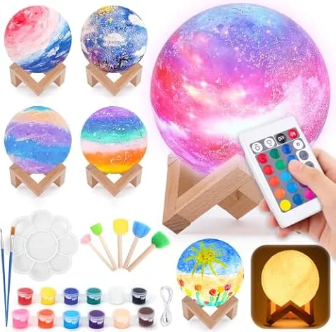 Bastelset Kinder ab 6-10 Jahre: Geschenk für Mädchen Mondlampe Malset