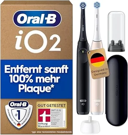 Oral-B iO Series 2 Elektrische Zahnbürste, Doppelpack, Schwarz/Pink