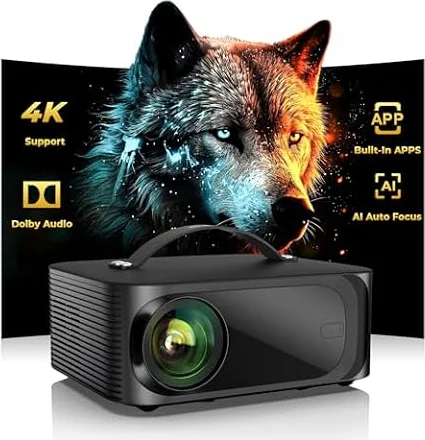 Videoprojektor-4K kompatibel mit Netflix mit 800+ Apps für Heimkino