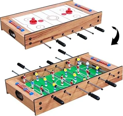 2 in 1 Multi-Spieltisch Mini-Fußballtisch mit Rutsche Hockey Kickertisch Spieltisch für Familie Eltern-Kind Interaktiver Kinder