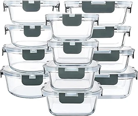 MCIRCO Vorratsdosen-Set aus Glas für Lebensmittel, 24-teilig