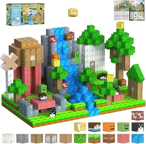 HISHOPTOY Magnetische Bausteine 108 Teile Magnetbausteine Magnetblöcke Magnete Kinder ab 3 4 5 6 7 8 9 Jahre Montessori Spielzeug Kreatives für Jungen Mädchen Geburtstag Geschenk Bauwelt