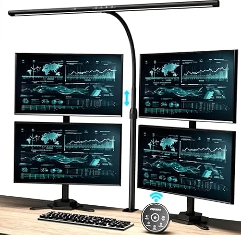 EYOCEAN Schreibtischlampe LED, 24W 80CM Tischlampe mit Gestensteuerung, Dimmbare Tageslichtlampe Augenschutz Monitor Lampe für Arbieter in Büro Leser Architekenden Schneider